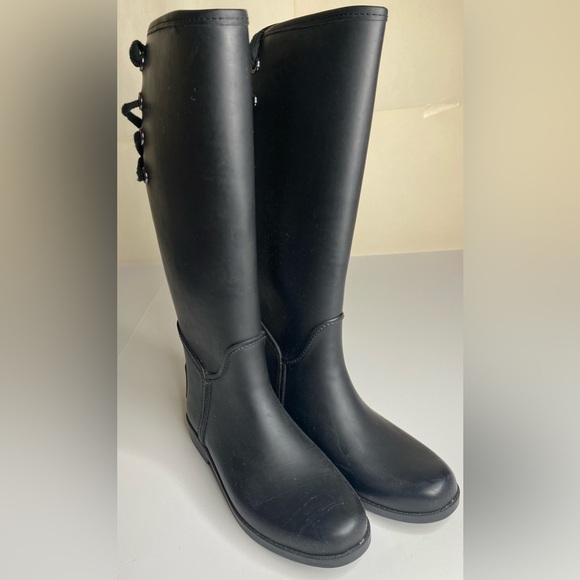 Coach Tristee Matte Black Signature Lined Rain Boots - Women’s Size 8b - Picture 1 of 10